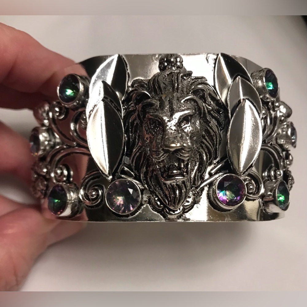 Mystic Topaz Stamped 925 Sterling Silver Cuff Bracelet